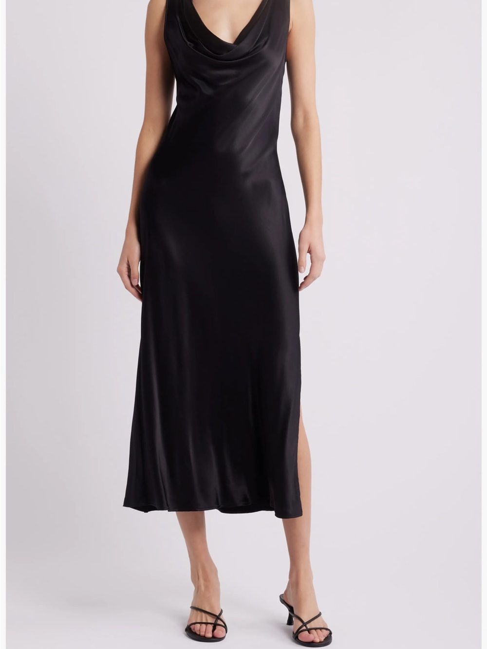 Rails Black Nat Satin Cowl Neck Slip Dress Small